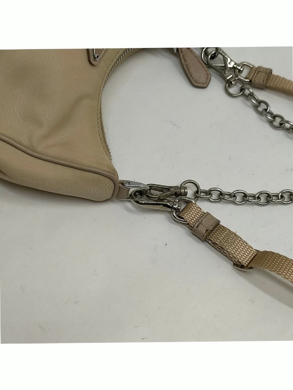 Authentic Prada Nylon Shoulder Bag Chain Strap Mini Hobo Bag - Picture 6 of 16